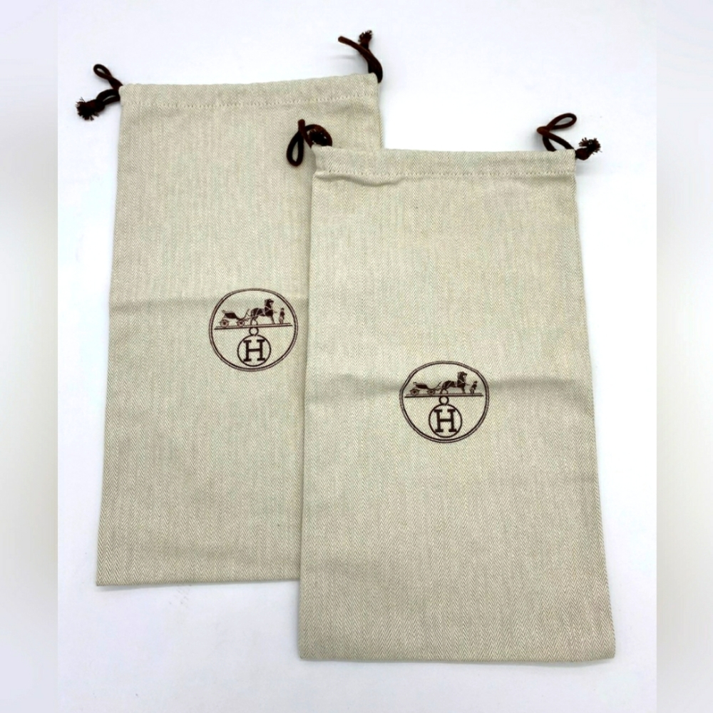 HERMES Authentic Drawstring Shoe Dust Travel Bag